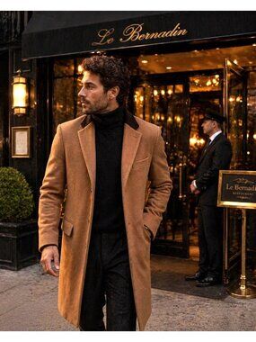 Gianni Feraud Mens Brown Wool Blend Overcoat 3XL NWT 40" Length Single Vent